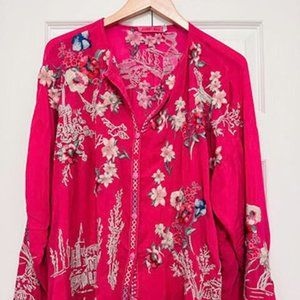 Johnny Was - Elias Blouse - Pink/Size Medium
